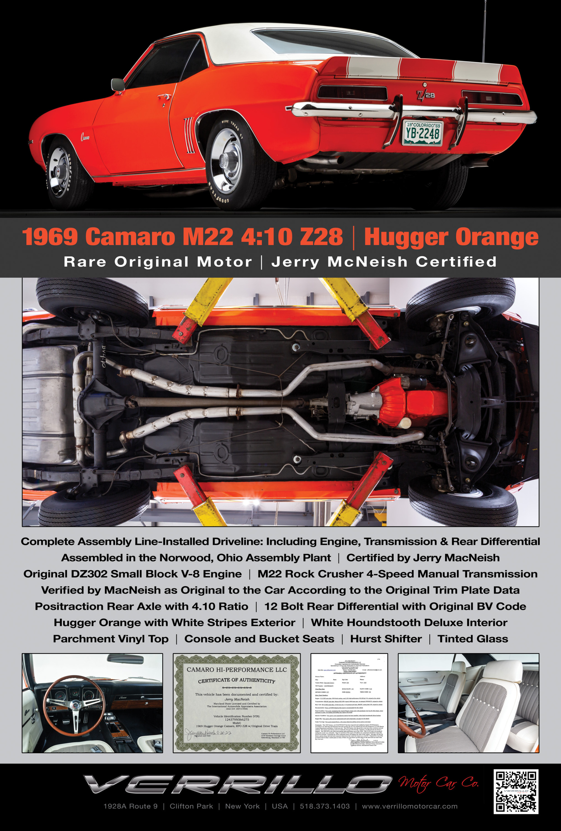Used 1969 Chevrolet Camaro Z28 M22 4:10 Rare Original Motor Jerry